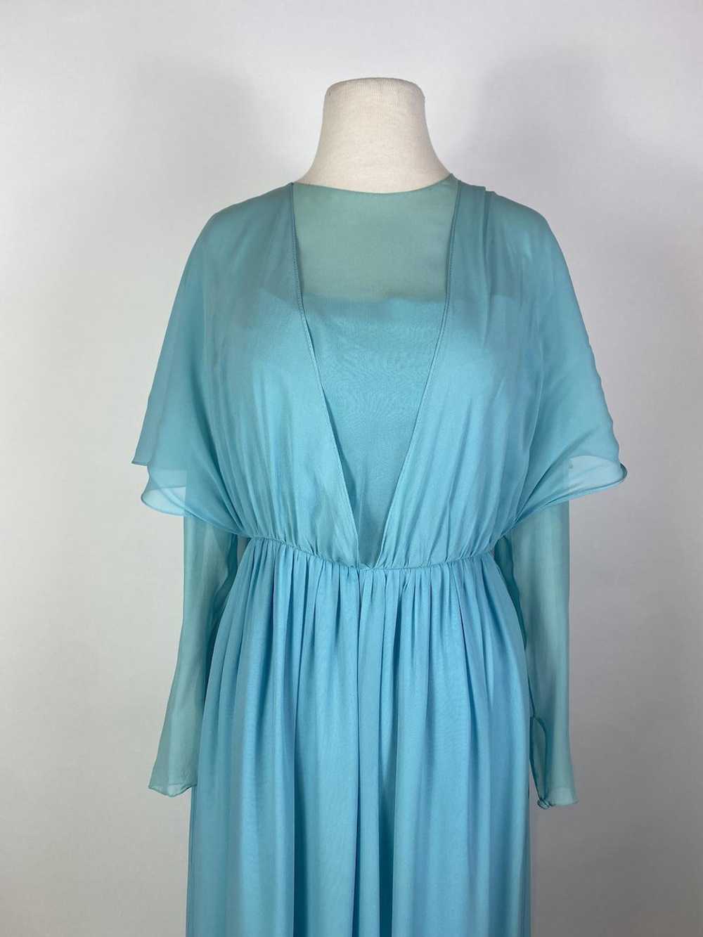 1970s BILL BLASS Blue Layered Maxi Gown - image 2