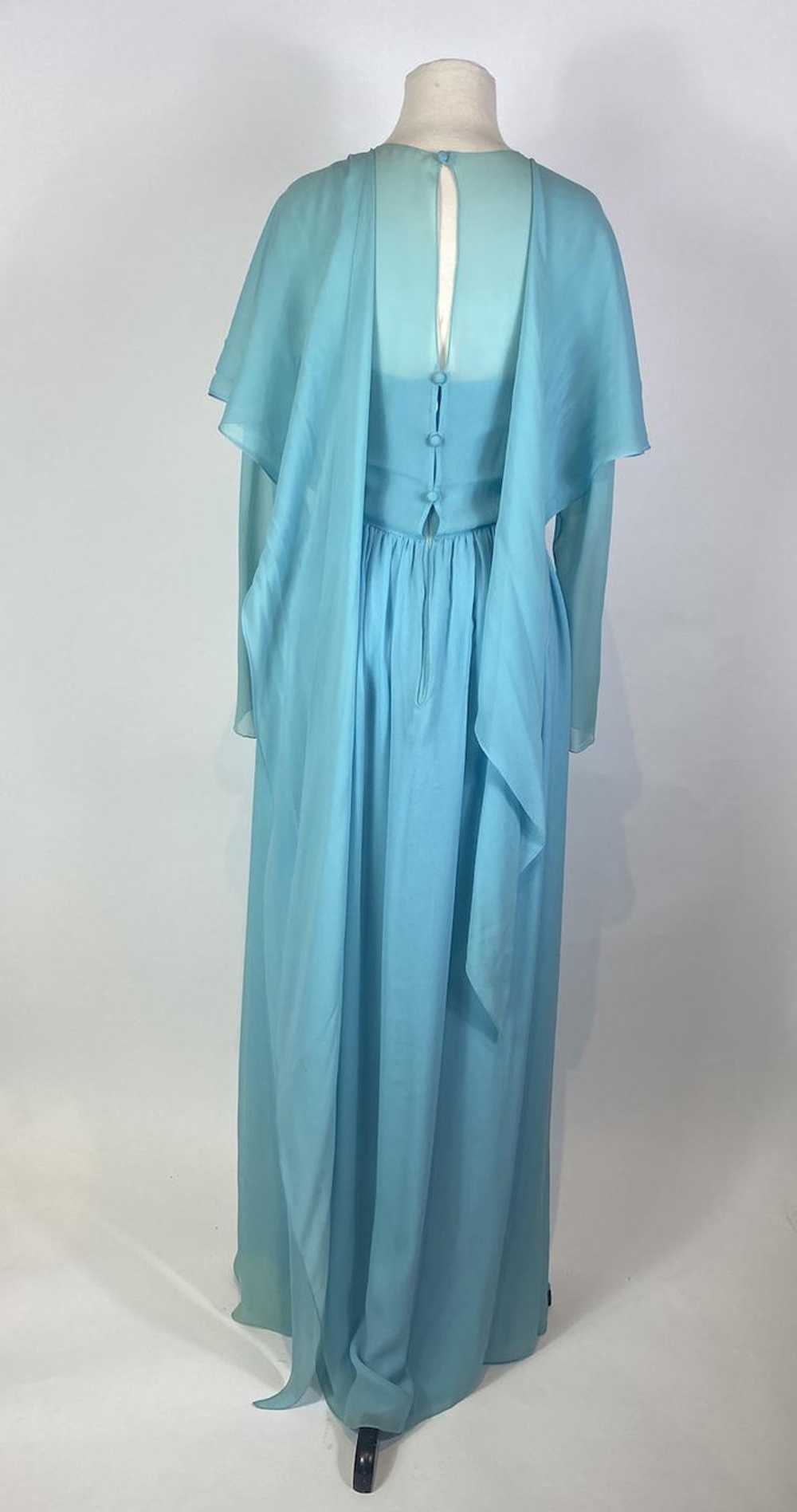 1970s BILL BLASS Blue Layered Maxi Gown - image 4