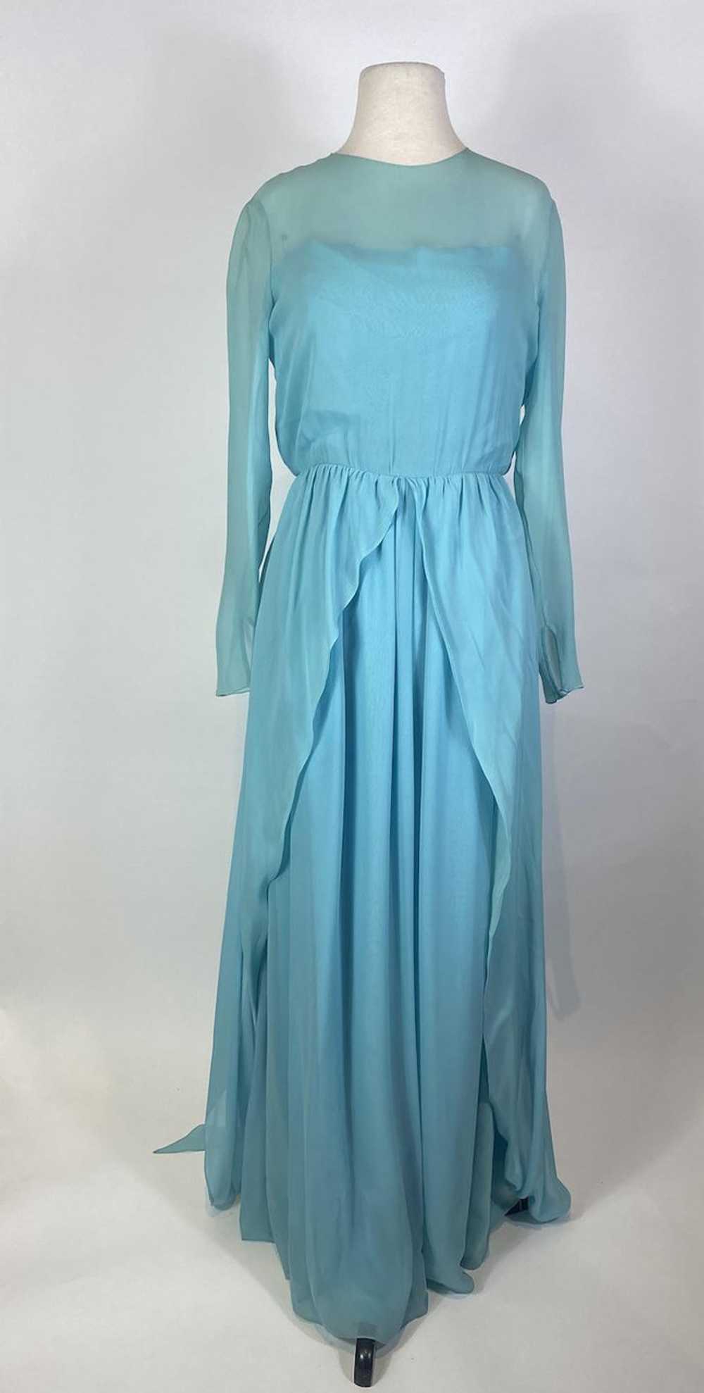 1970s BILL BLASS Blue Layered Maxi Gown - image 5