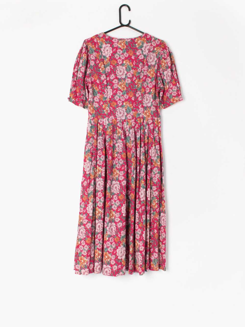 Vintage Laura Ashley floral dress in deep pink wi… - image 4