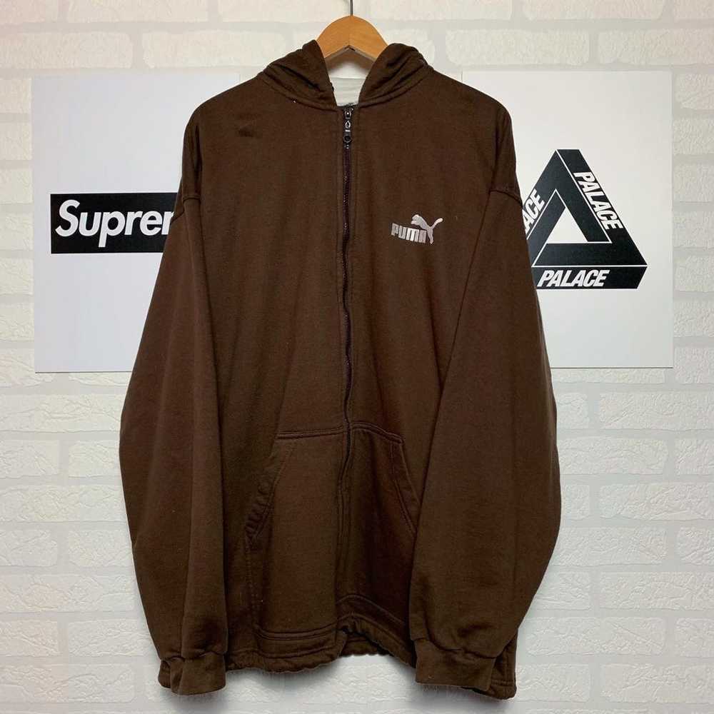 Puma × Vintage Zip hoodie vintage brown big logo … - image 2