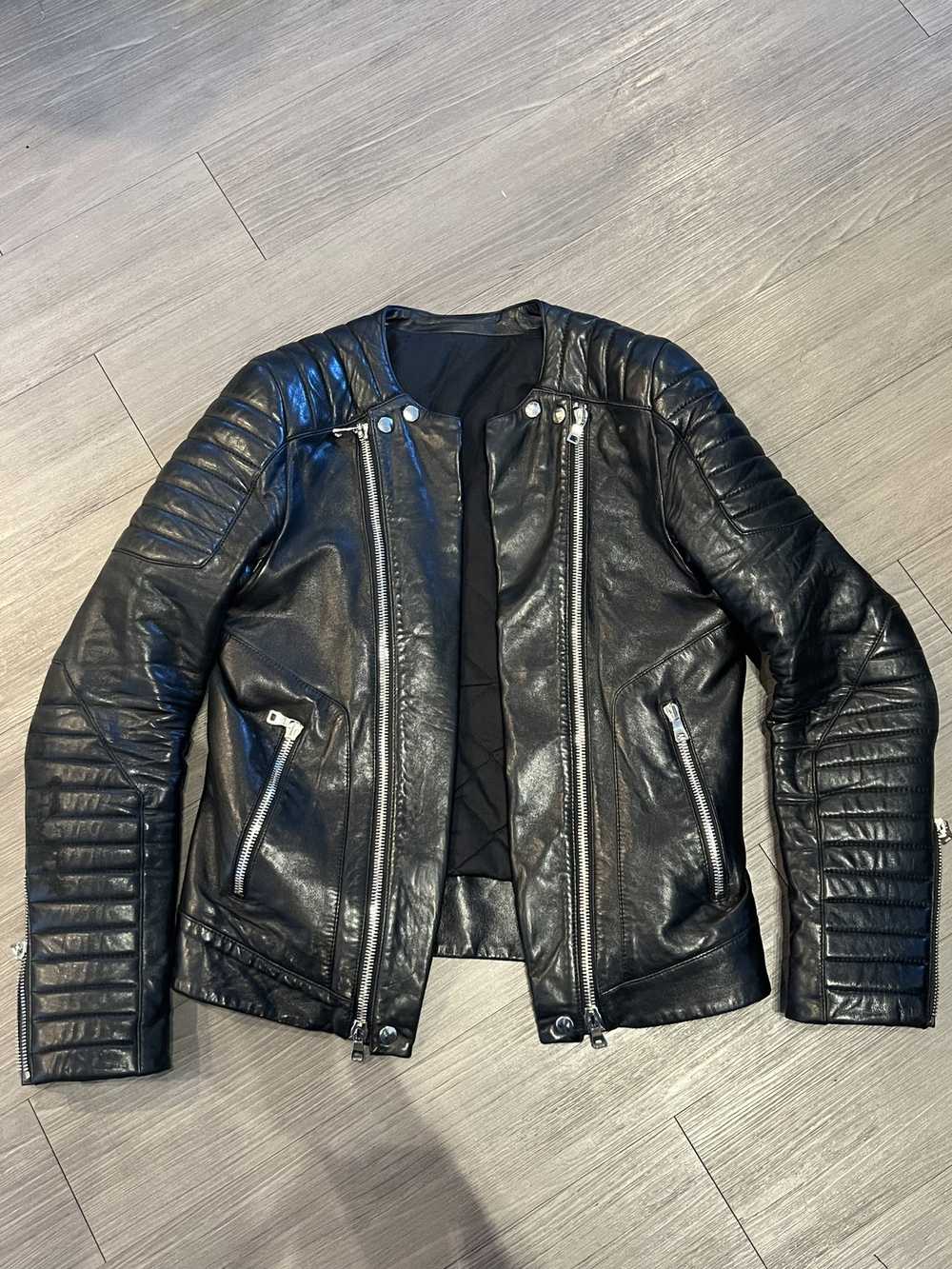 Balmain Men's Black Stud Embellished Faux Leather Biker Jacket, Brand Size  50 (US Size 40) XH0TG095XC03 - Jomashop
