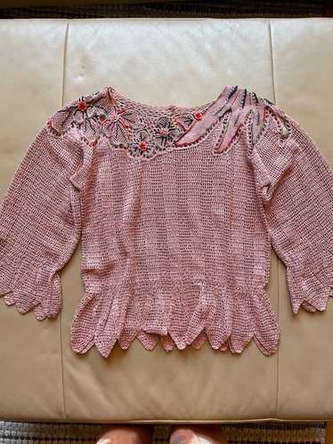 Lim’s Vintage 1980s crochet pink floral top (Mediu