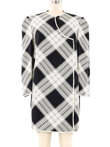 Bill Blass Check Print Silk Mini Dress