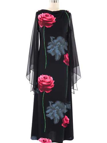 Rose Printed Jersey Maxi Dress