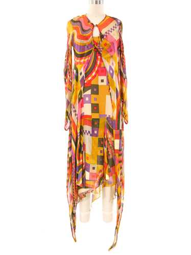 Psychedelic Printed Flutter Dress and Jacket