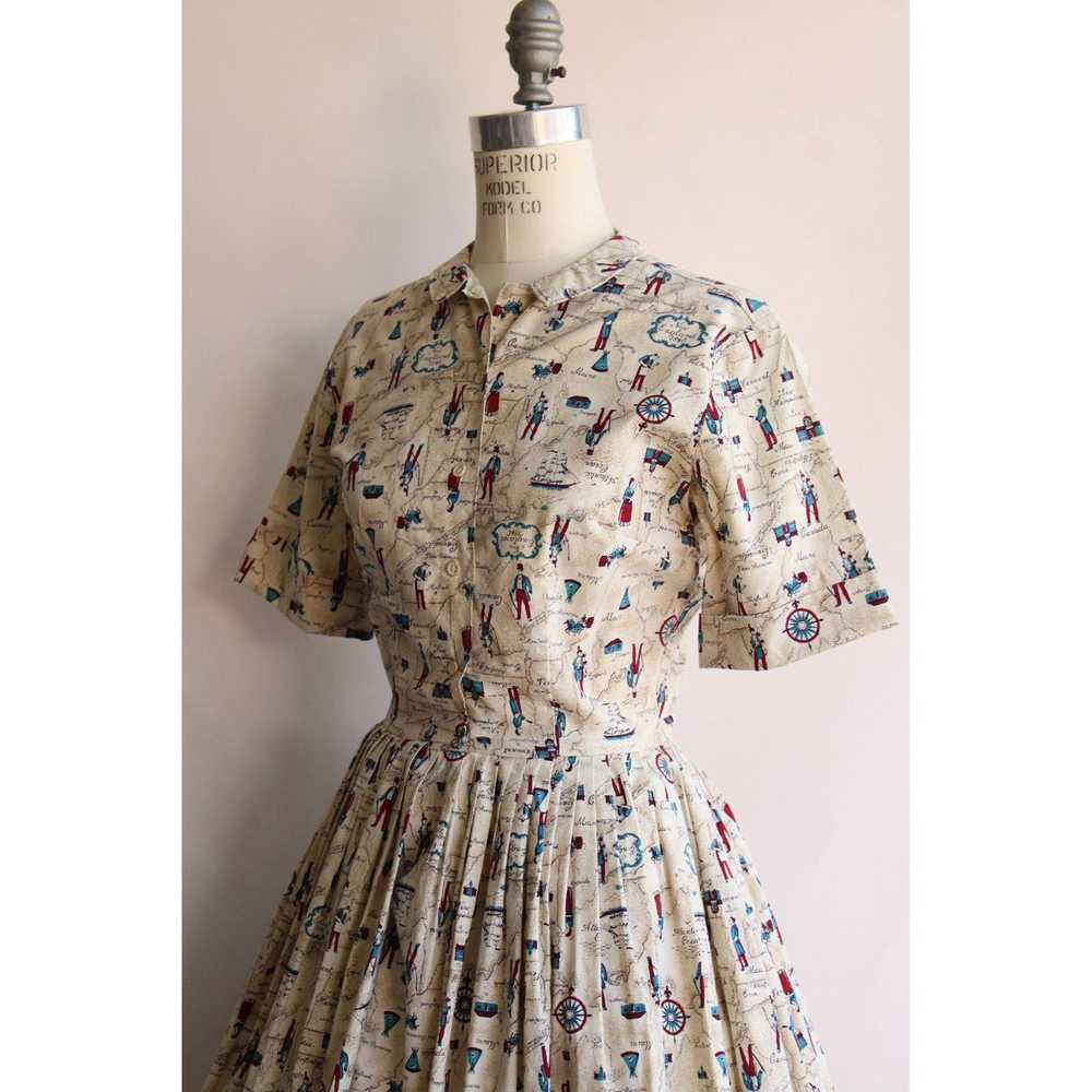 Vintage 1950s Novelty Print Dress with Belt and P… - image 6