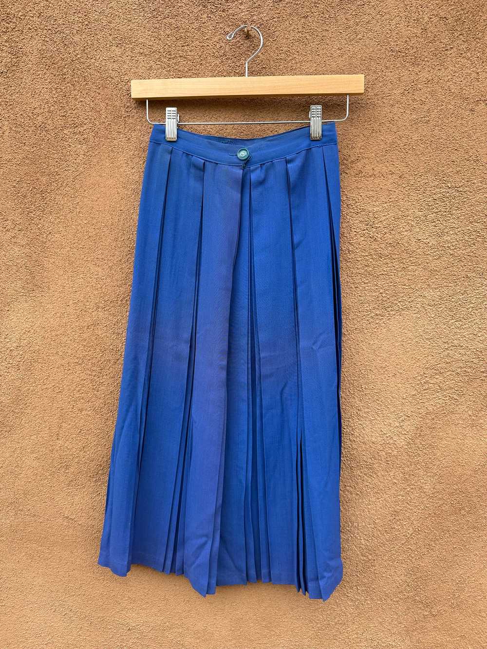 1970's Cornflower Blue Pleated Skirt, Union Made - image 3