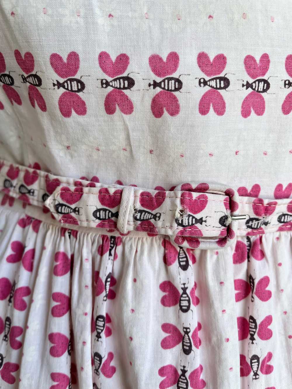 1960s Pink Butterfly Novelty Dress - image 10