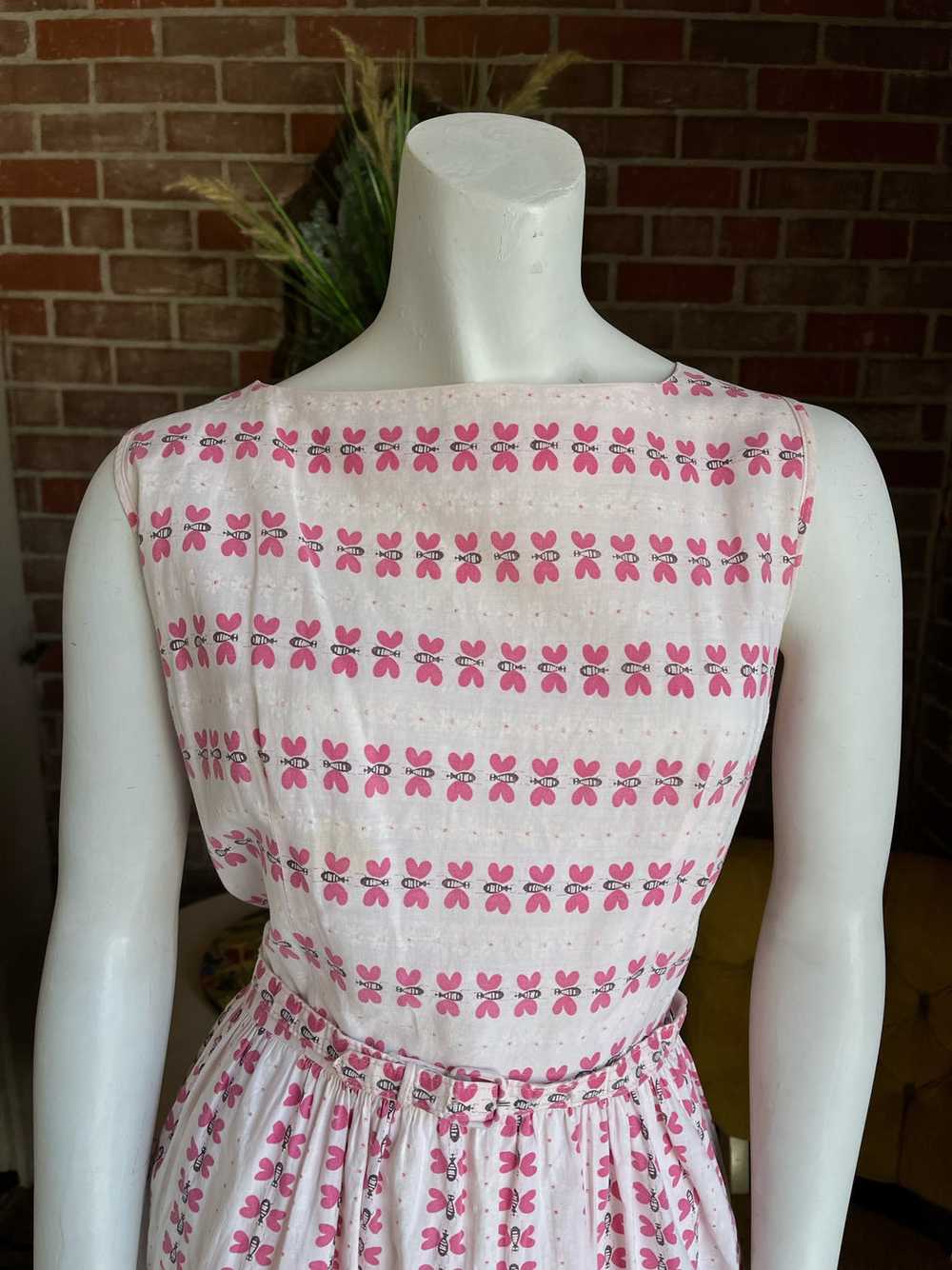 1960s Pink Butterfly Novelty Dress - image 6