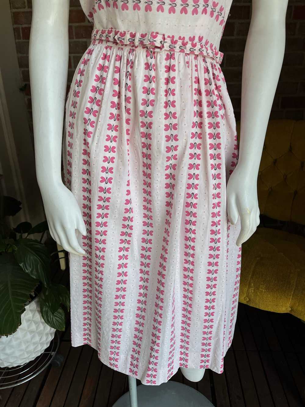 1960s Pink Butterfly Novelty Dress - image 7