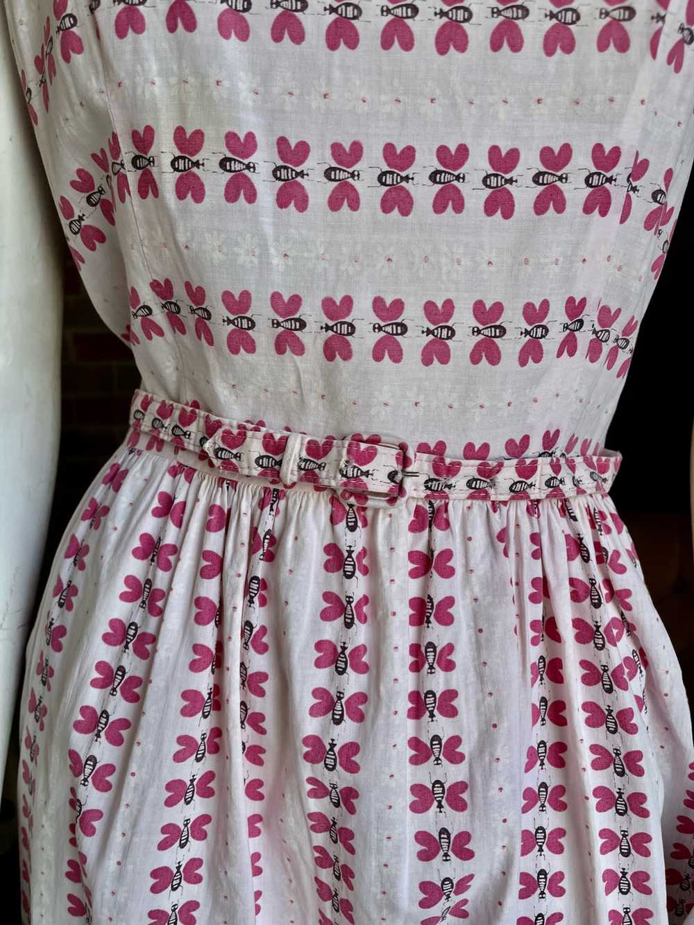 1960s Pink Butterfly Novelty Dress - image 9