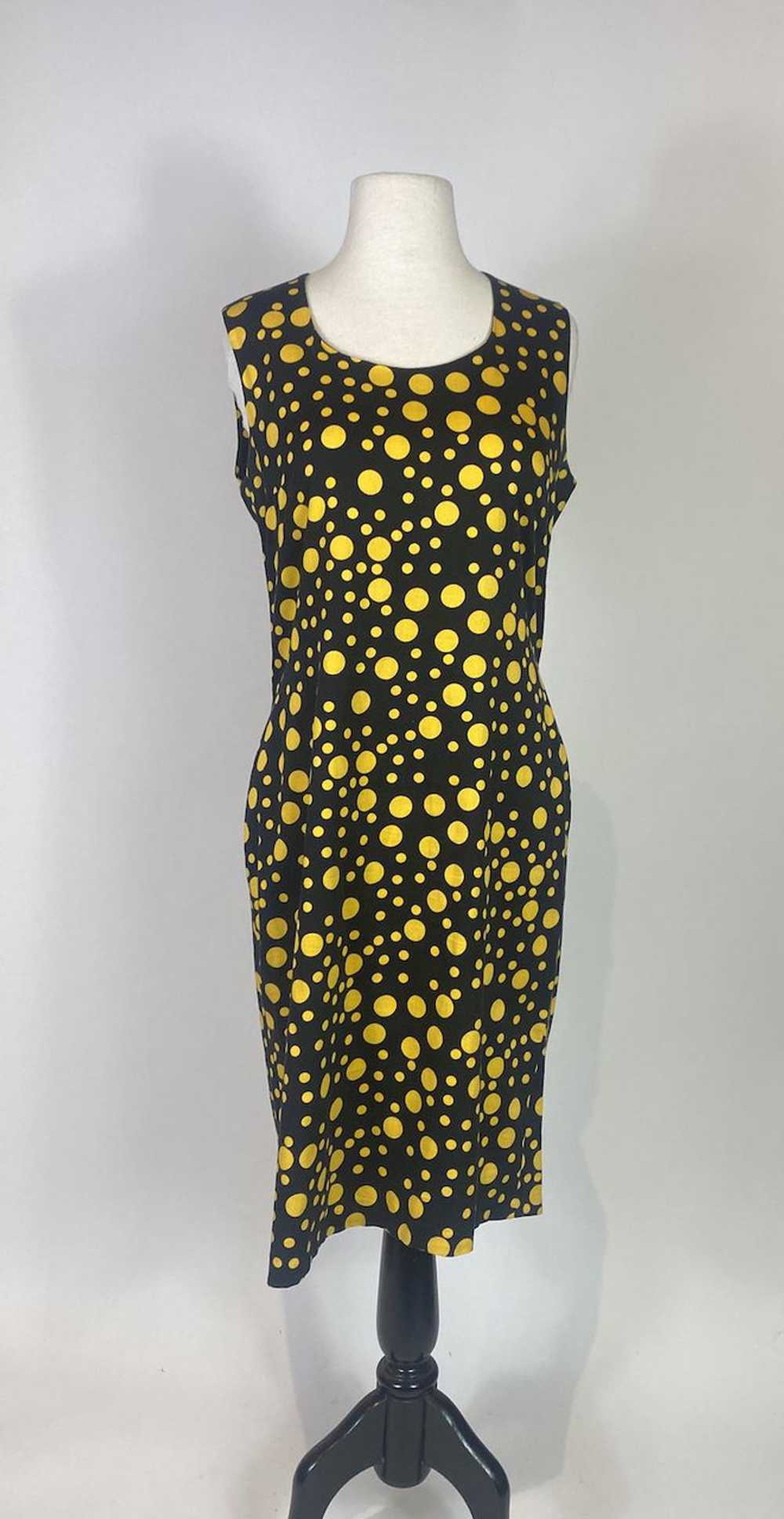 1990s DW3 Polka Dot Yellow and Black Dress - image 1