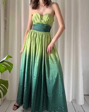 50s Green Ombre Strapless Gown