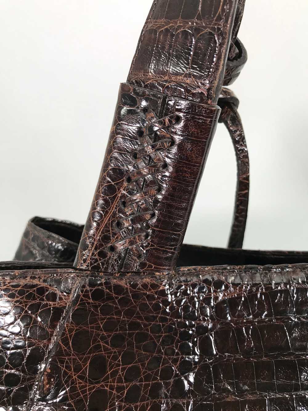 Nancy Gonzalez Large Dark Brown Crocodile Double … - image 7