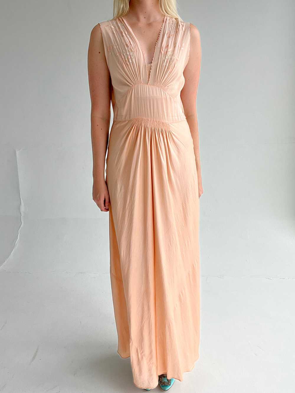 1930's Dusty Pink Silk Chiffon Dress - image 2