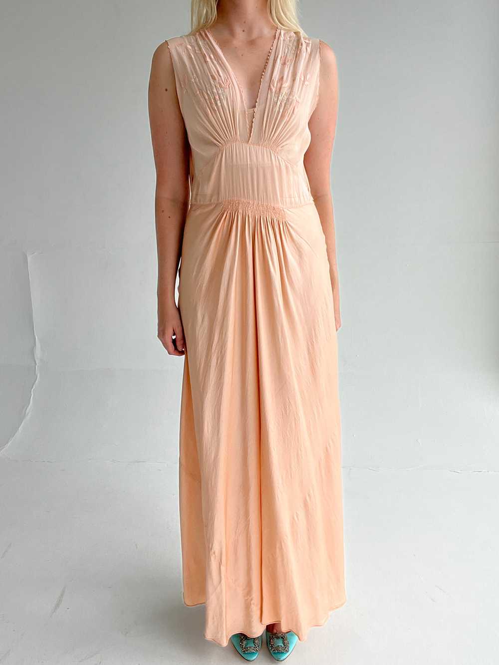 1930's Dusty Pink Silk Chiffon Dress - image 3