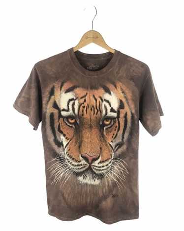 Vintage The Mountain Tiger T-Shirt Size L 90s Made USA Animal Print Tie Dye  1999