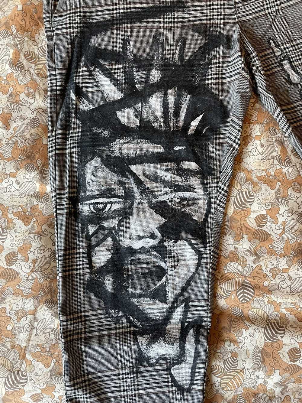 Custom Mello Swello Plaid Painted Punk Rock Pants - image 3
