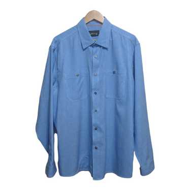 Orvis Trout Bum Mens Medium Pearl Snap Shirt Long Sleeve Vented Fishing  Blue