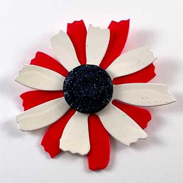 Late 60s/ Early 70s Red, White & Blue Enamel Broo… - image 1