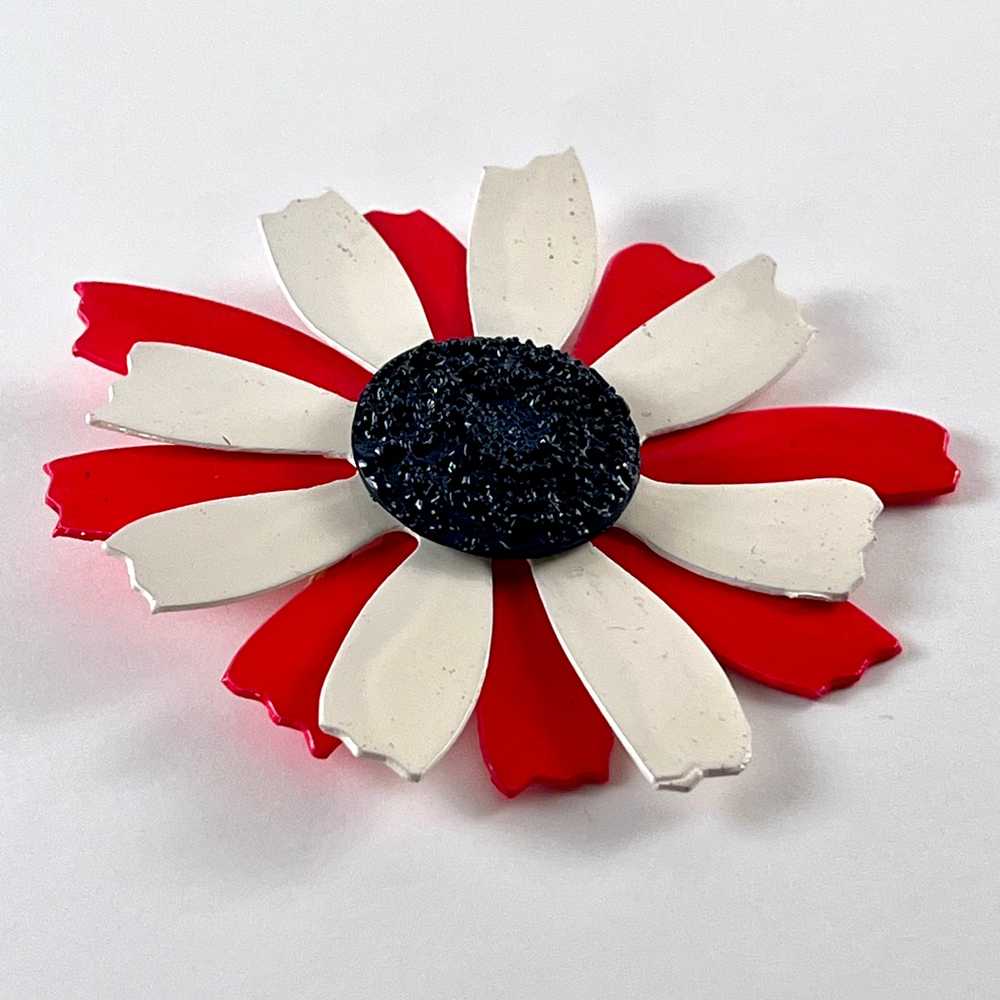 Late 60s/ Early 70s Red, White & Blue Enamel Broo… - image 2