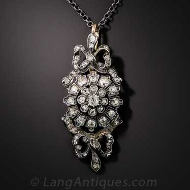 Victorian Diamond Bow Motif Pendant Necklace