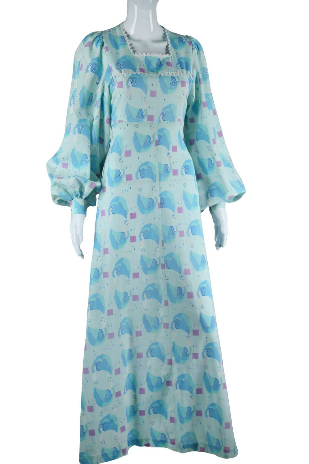 Raindrops and Faces in Profile Novelty Print Maxi… - image 1