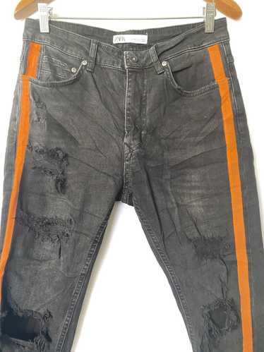 Zara Zara Distressed strectable orange side line … - image 1