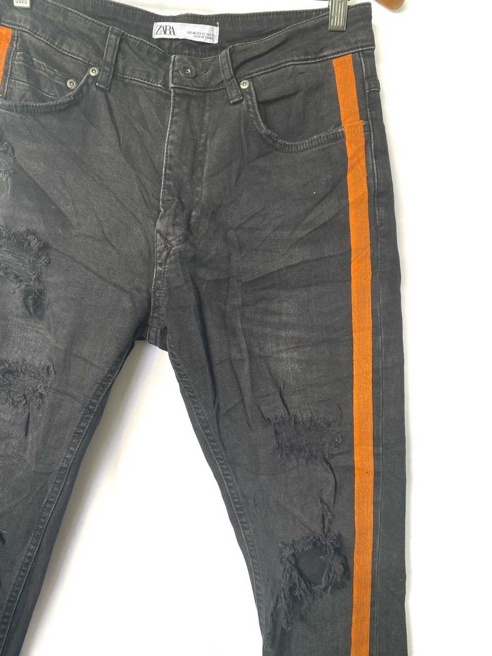 Zara Zara Distressed strectable orange side line … - image 3