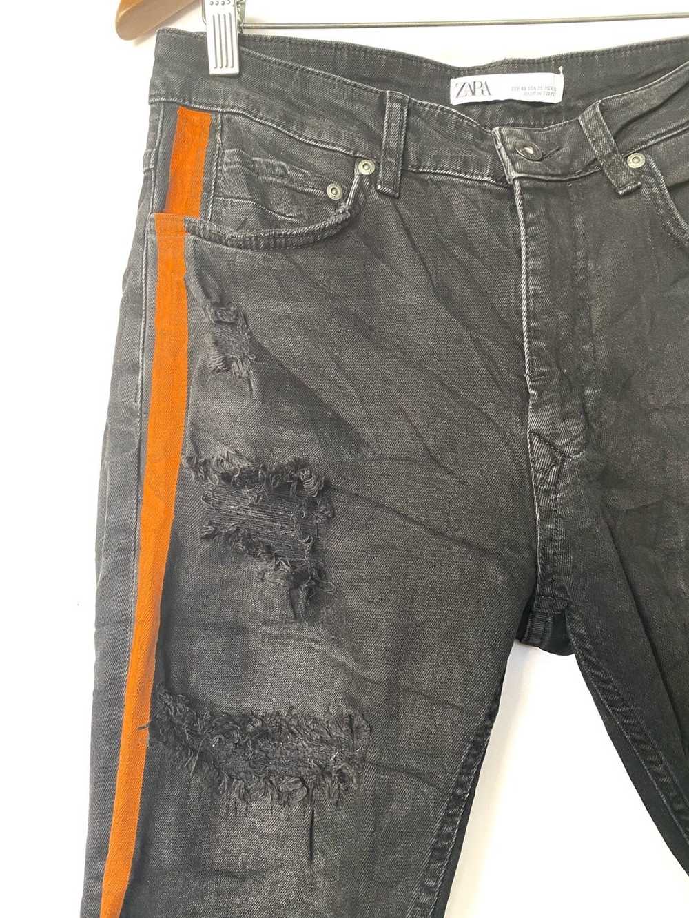 Zara Zara Distressed strectable orange side line … - image 5