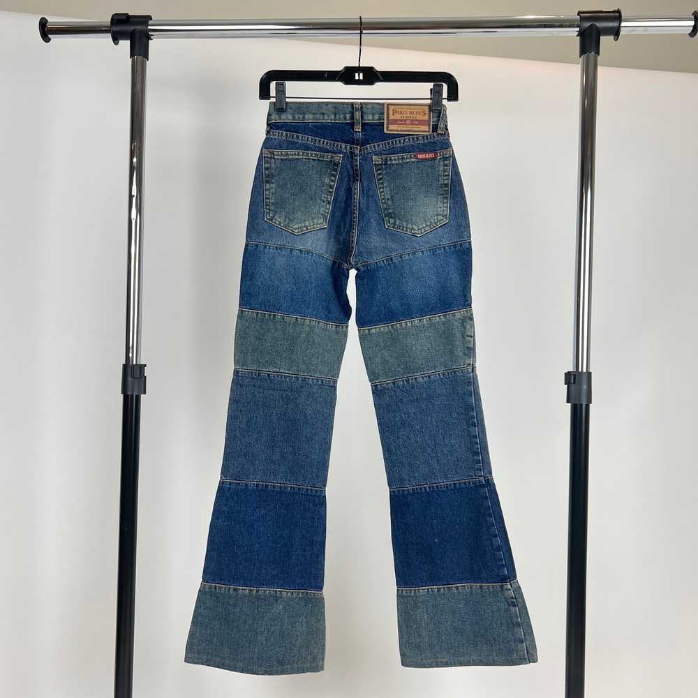 90s Patchwork Style Flare Jeans (XS) - image 3