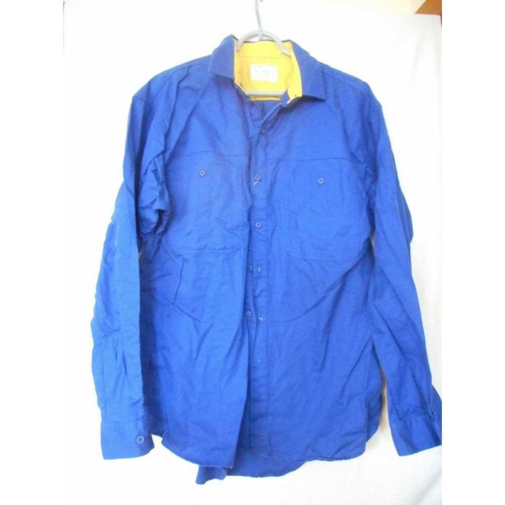Arrow Vintage 1980s Arrow Blue Yellow Shirt Size … - image 1