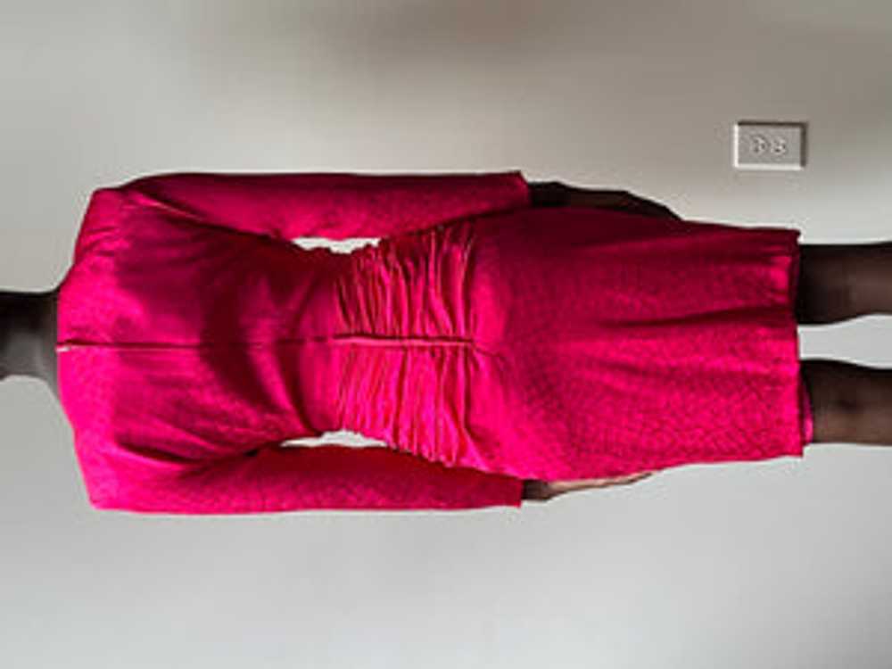 Vicky Tiel Couture Hot Pink Silk Ruched Dress - image 6