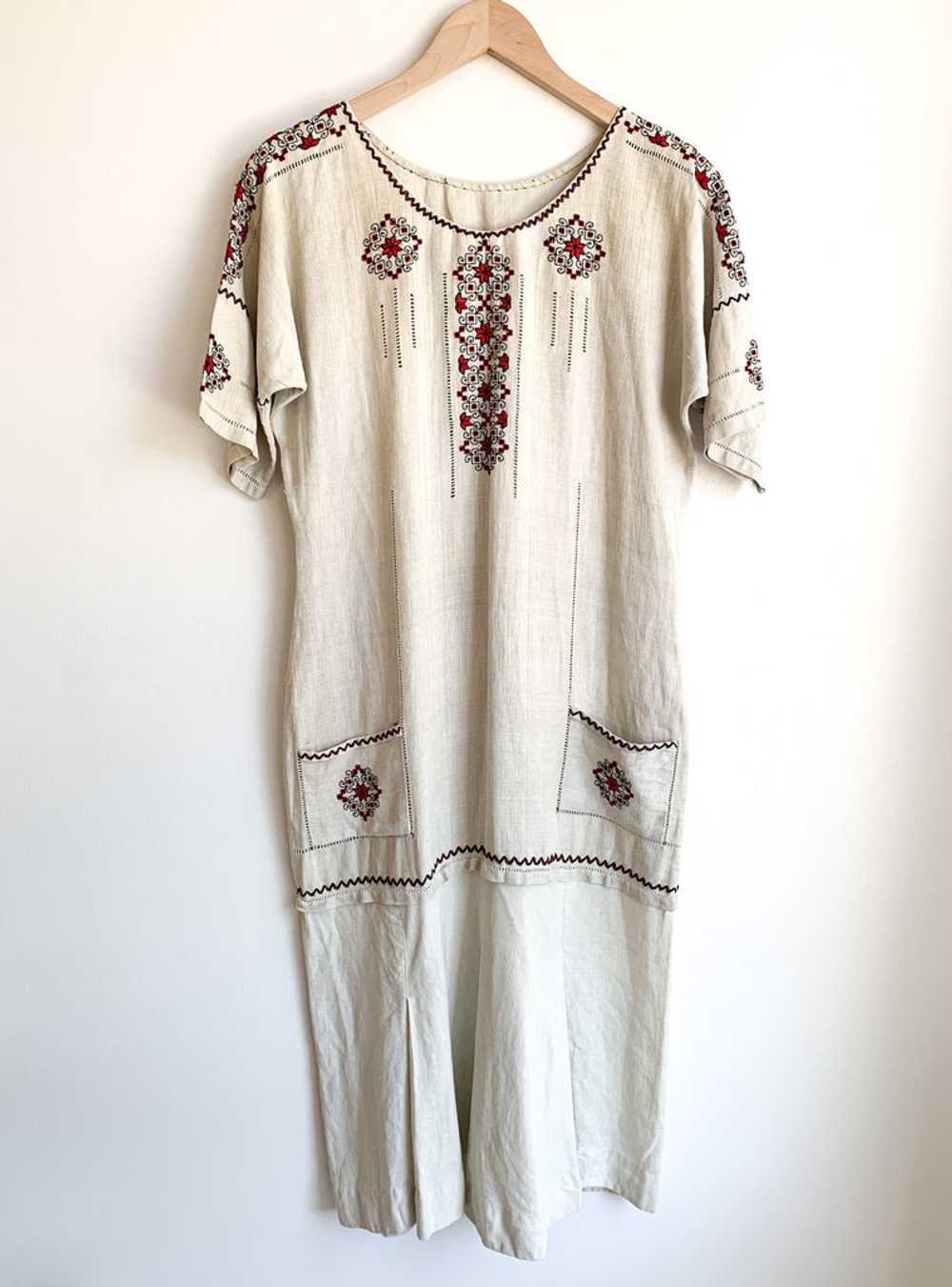 Antique Embroidered Linen Dress - image 4