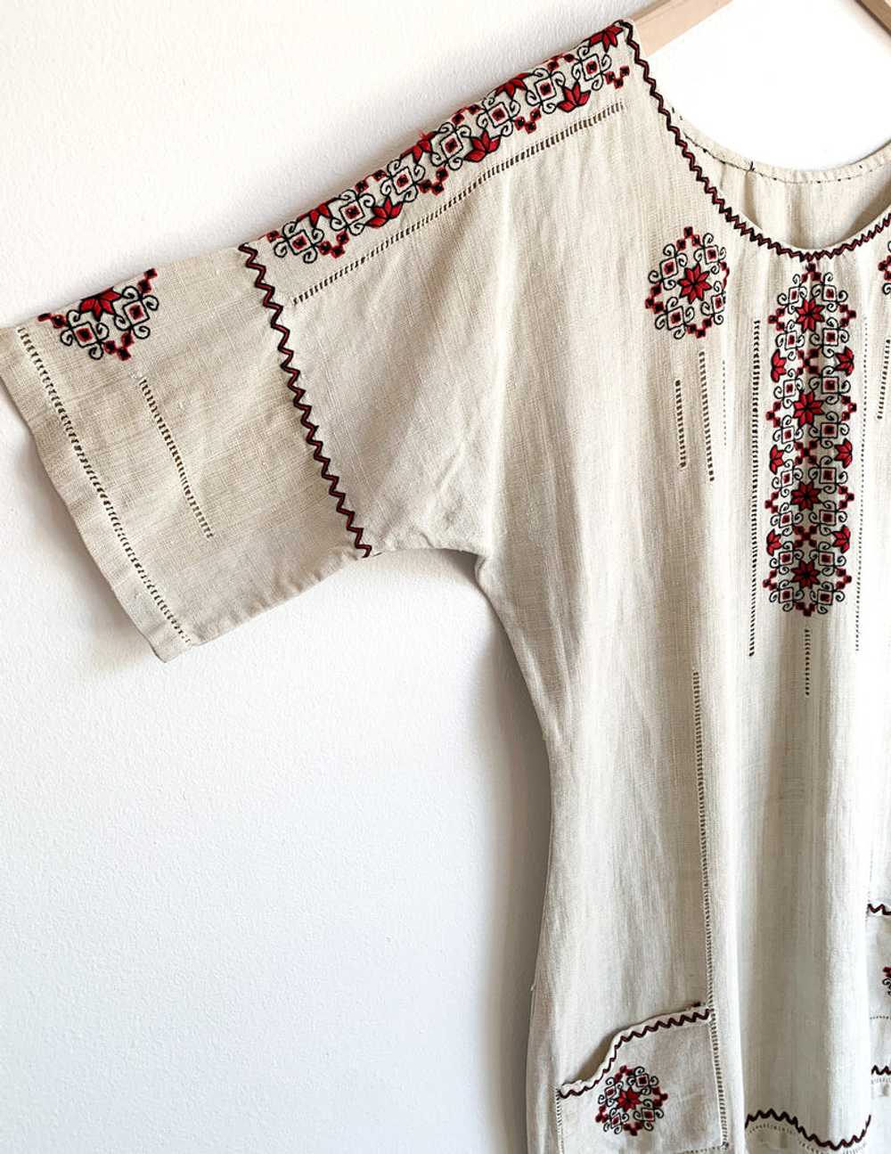 Antique Embroidered Linen Dress - image 7