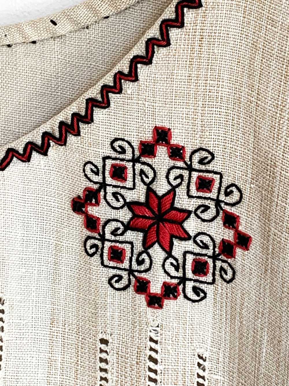 Antique Embroidered Linen Dress - image 8
