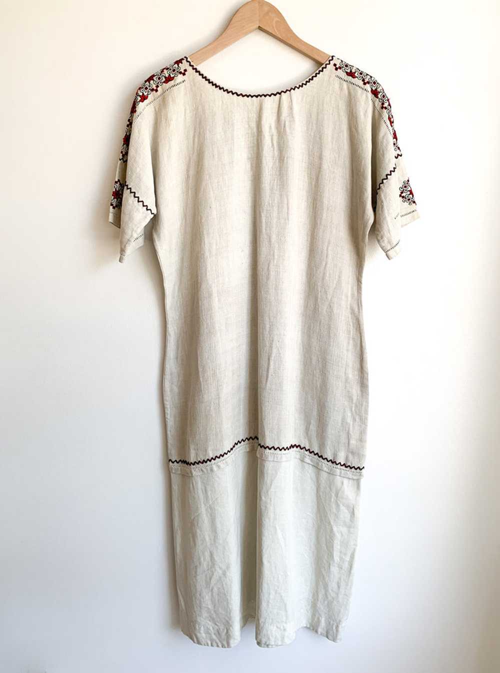 Antique Embroidered Linen Dress - image 9