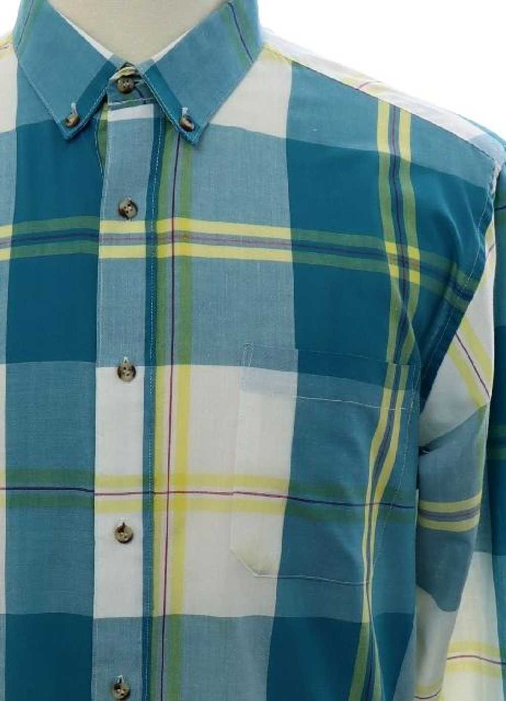 1980's Blue Print Mens Preppy Sport Shirt - image 2