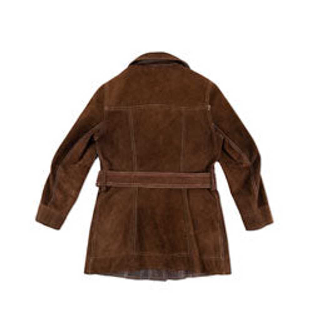 BROWN SUEDE JACKET LEATHER W/ BELT REVERSABLE - image 2