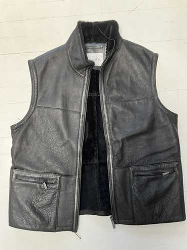 Gallotti Gallotti mens black leather vest