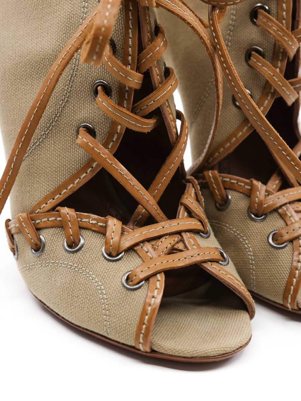 Alaia Laced Canvas Heeled Sandal, 36 - image 2