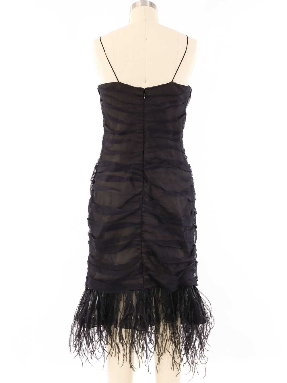 Balmain Feather Trimmed Ruched Chiffon Dress - image 3