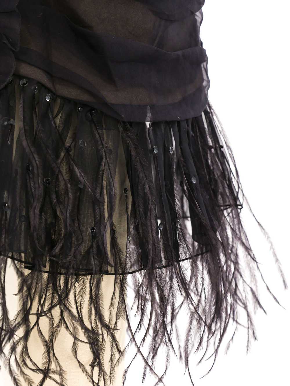 Balmain Feather Trimmed Ruched Chiffon Dress - image 6