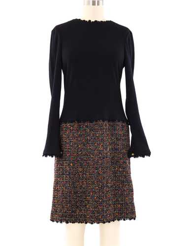 Chanel Tweed Trimmed Jersey Shirt Dress