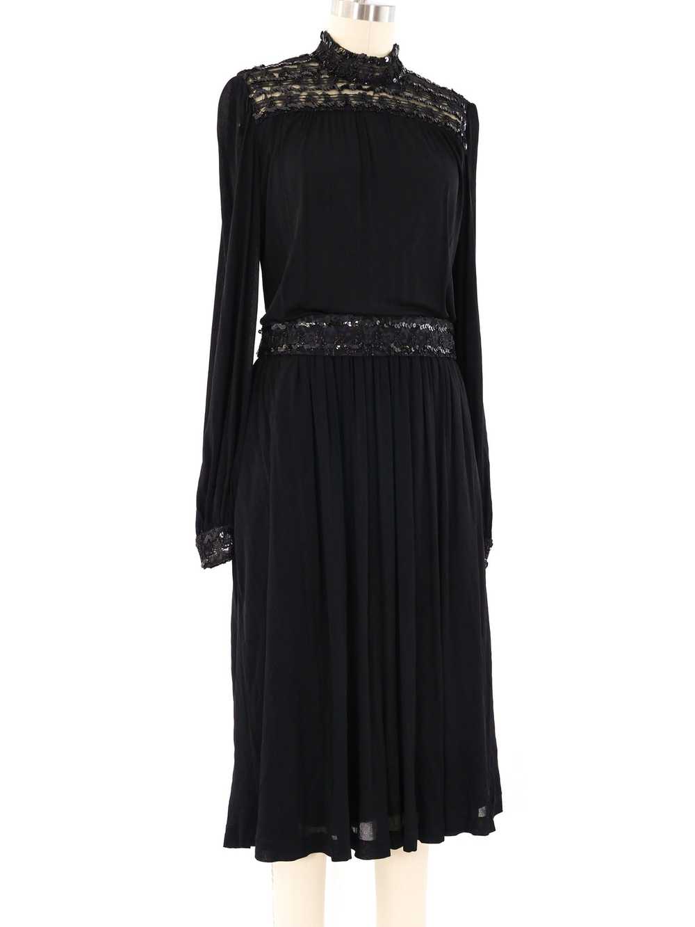 Pierre Cardin Sequin Trimmed Chiffon Dress - image 3