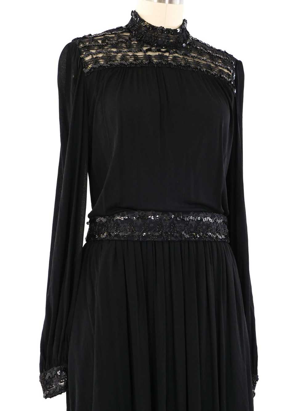 Pierre Cardin Sequin Trimmed Chiffon Dress - image 4