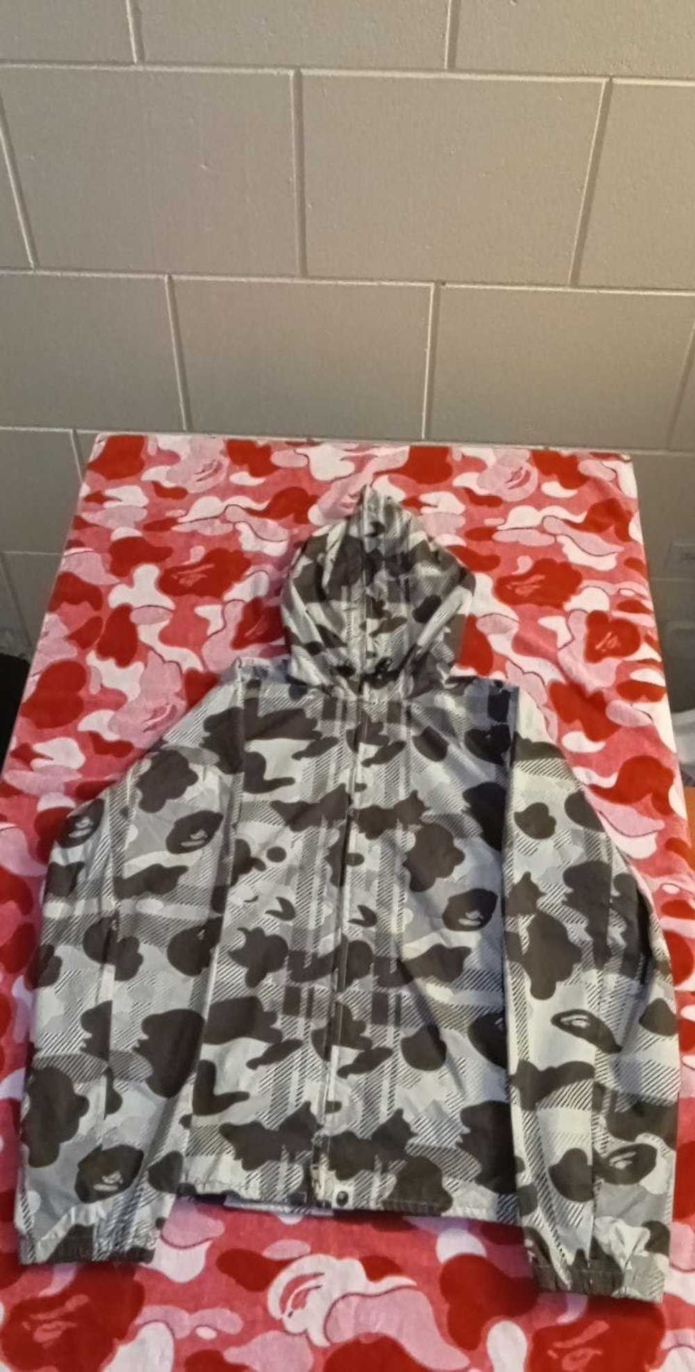 Bape Bathing Ape Plaid Gray Camo Full-zip Windbre… - image 1