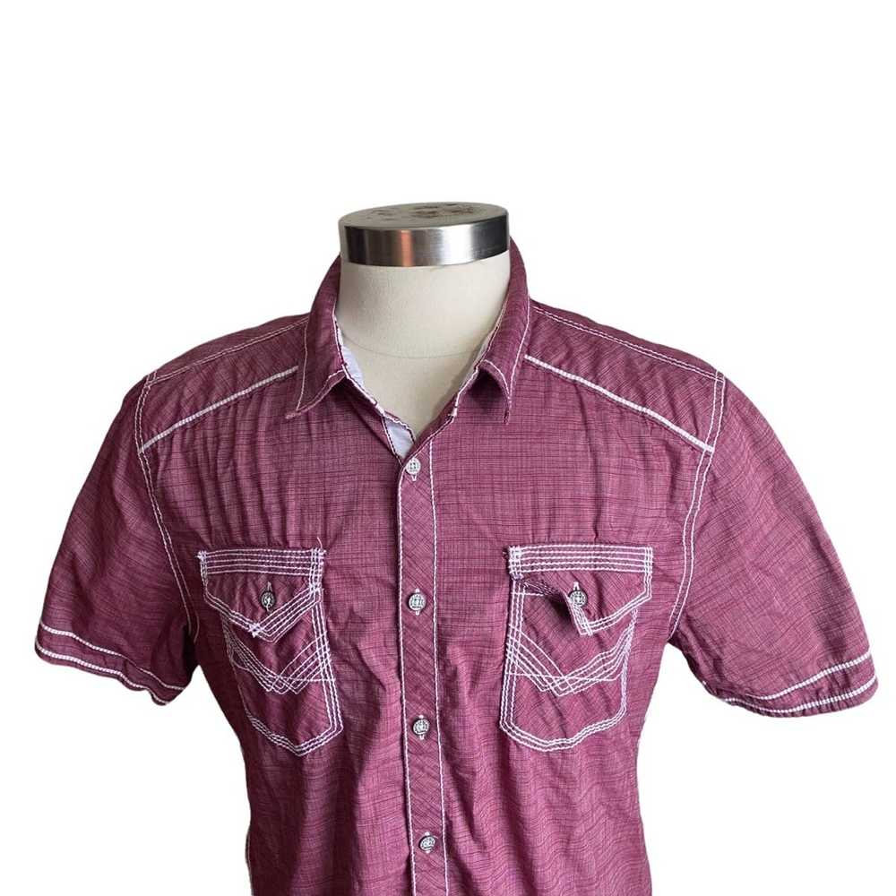 Buckle BKE Buckle Maroon Button-Front Short Sleev… - image 3