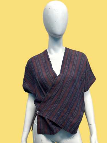 1990’s Shirin Guild Striped Wrap Blouse - image 1